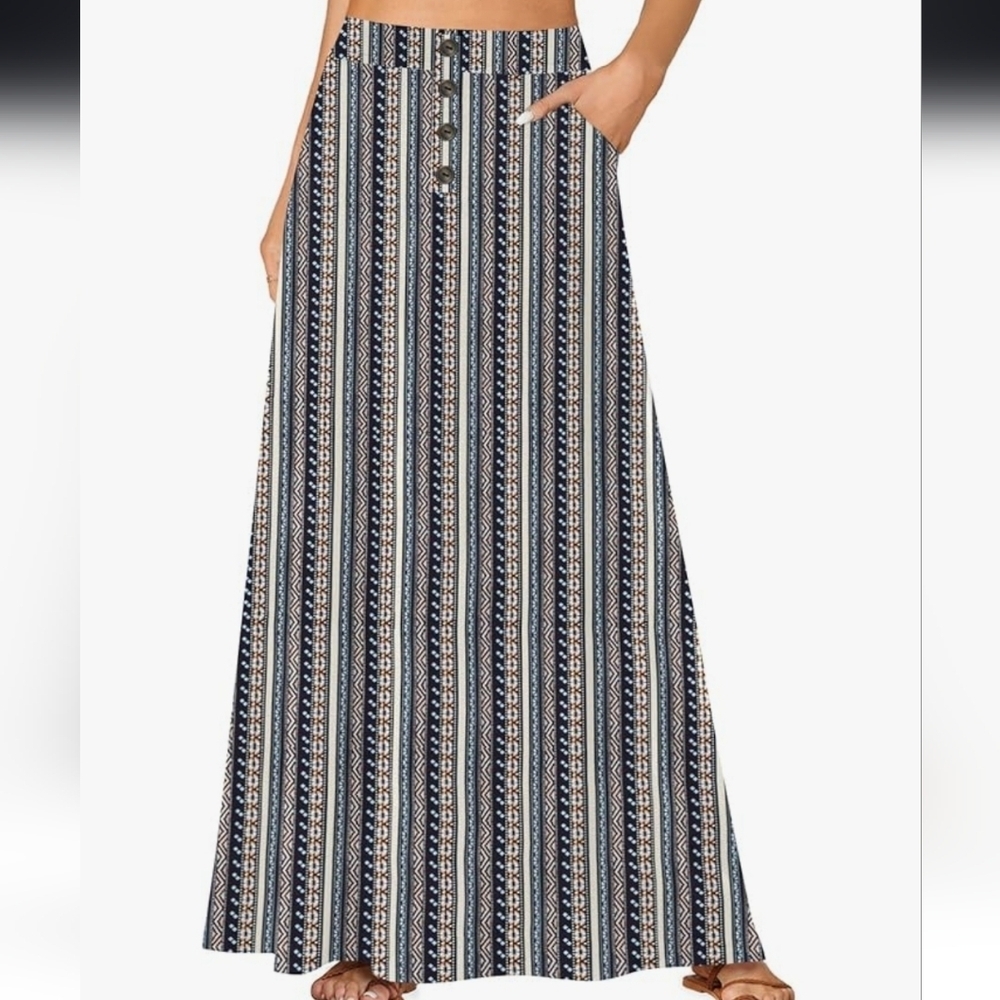 Striped Patterned Maxi Skirt